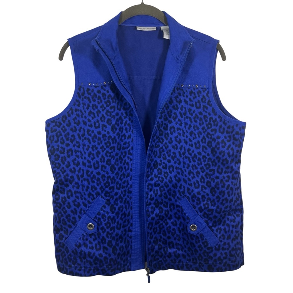 Draper’s & Damon’s Women’s Blue Cheetah Print Vest Size M